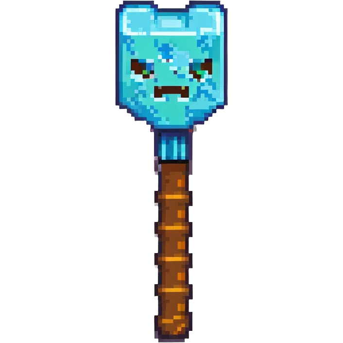 maximum blocky ultra-abstract pixel art Minecraft pickaxe emoji with only 2-4 large square pixels emoji