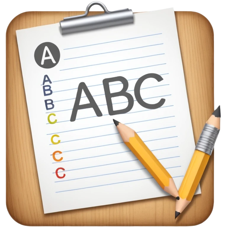 exam paper with the word “ABC” and a pencil emoji