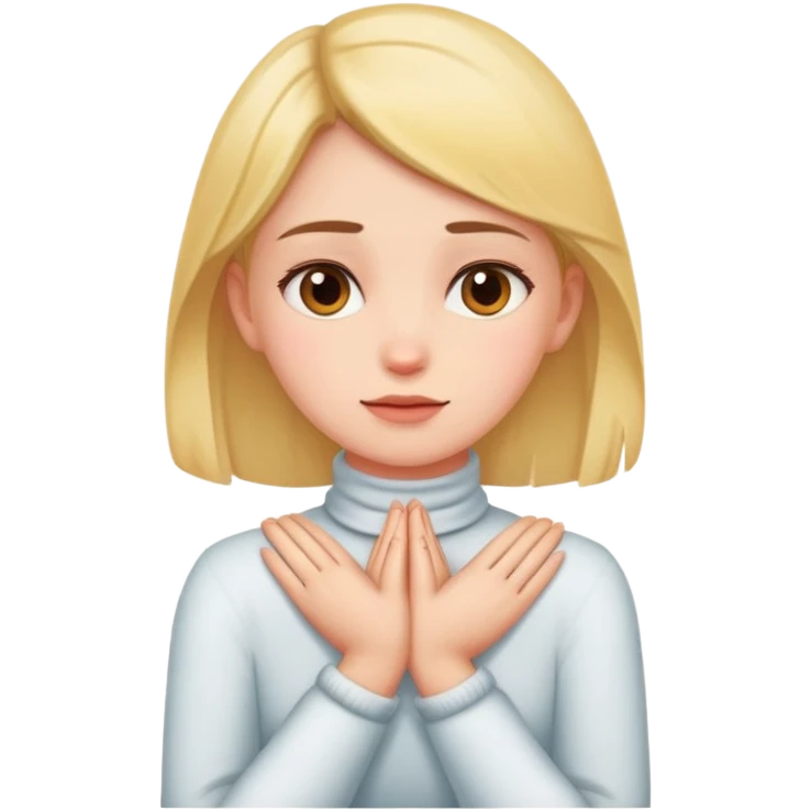 girl crossing her hands on her neck emoji