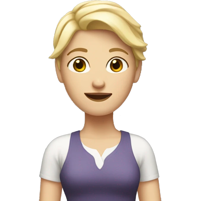 white woman with short blonde hair is raising hand emoji