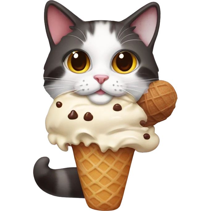 Icecream with calico cat emoji