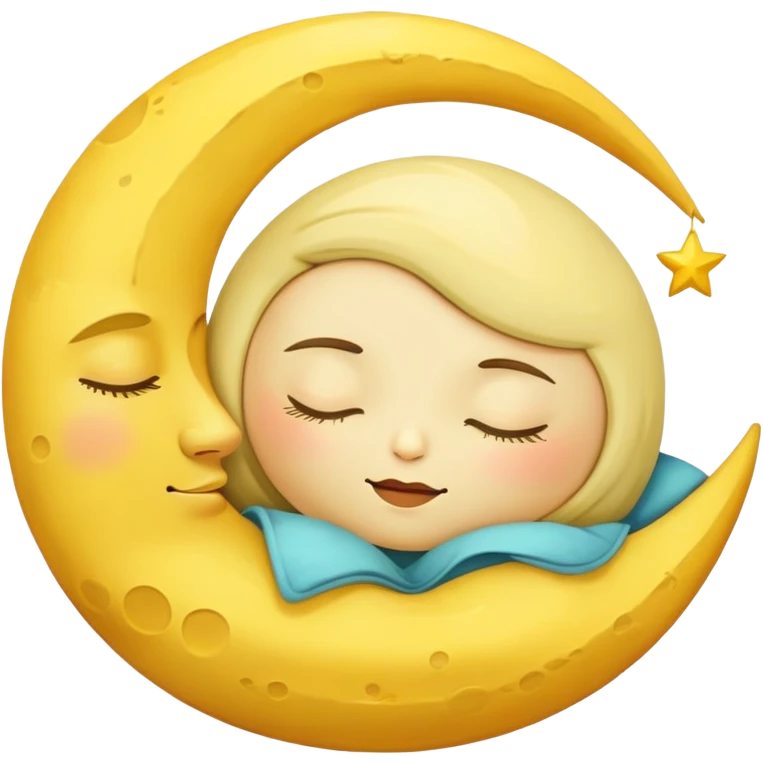 sleeping moon with closed eyes and zzz emoji