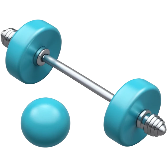 a hyperrealistic tiny turquoise-blue barbell emoji
