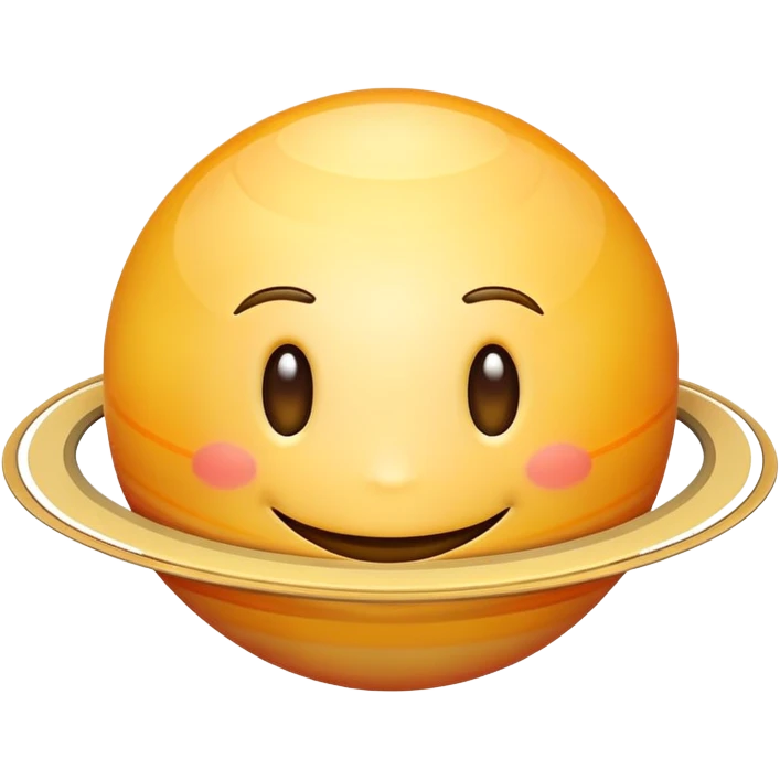 Saturn planet with a happy smiling face emoji