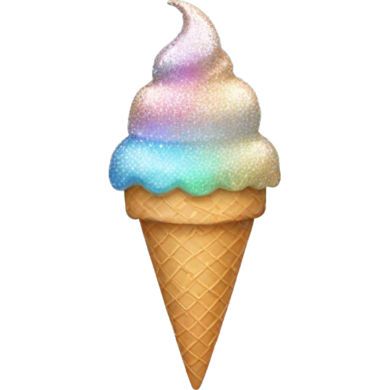 shimmering holographic ice cream cone with glittery sprinkles emoji