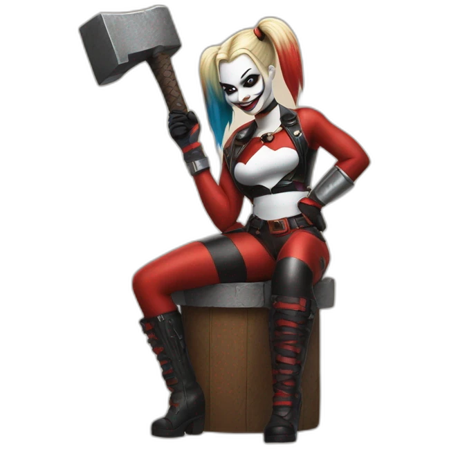 Harley Quinn with hammer emoji