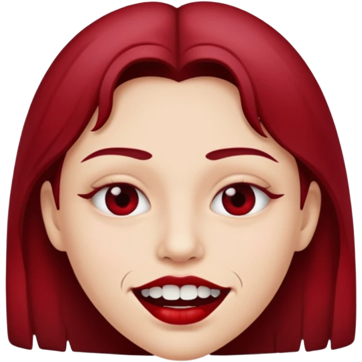 Close-up mouth with parted lips, teeth stained dark red, erotic menace emoji