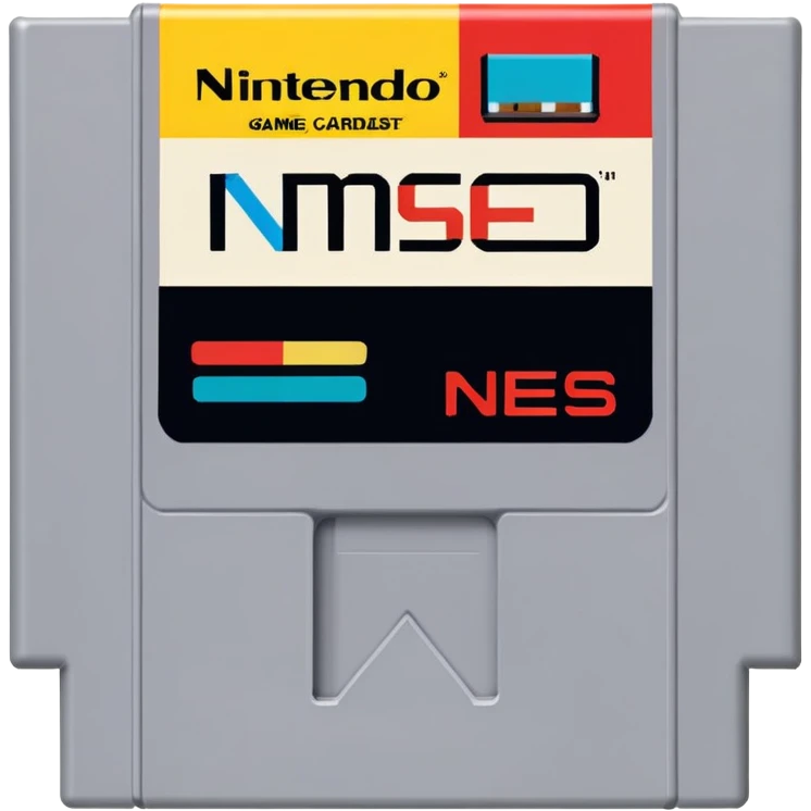 A classic Nintendo NES game cartridge with a colorful label emoji