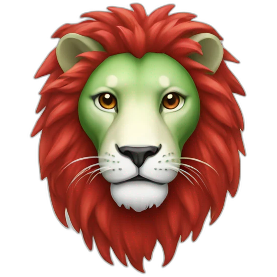 Green white and red lion emoji