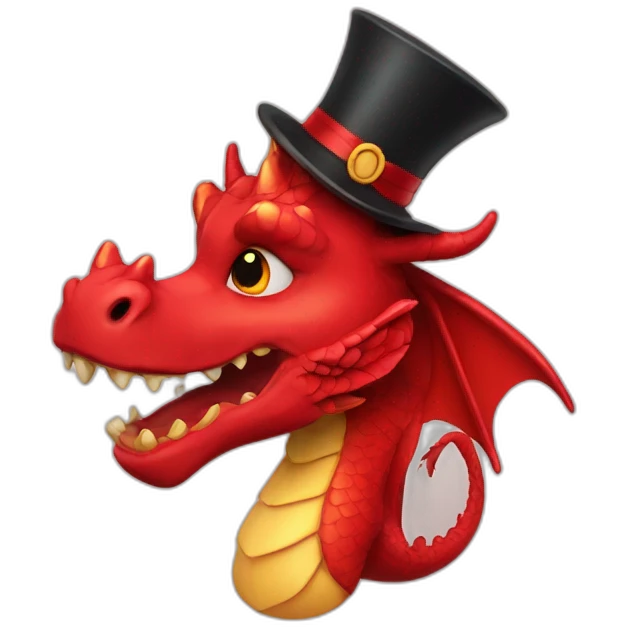Red dragon with top hat emoji