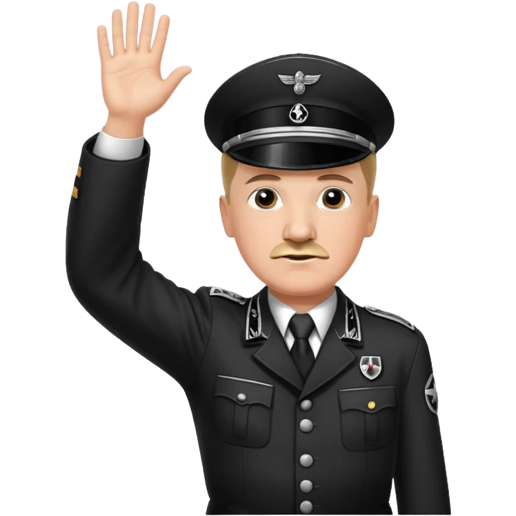 Hitler raising one hand straight up like a salute in Black SS uniform  emoji
