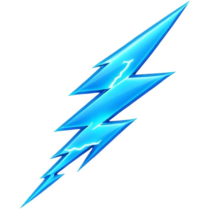 3d blue neon glowing transparent lightning ⚡️✨ emoji