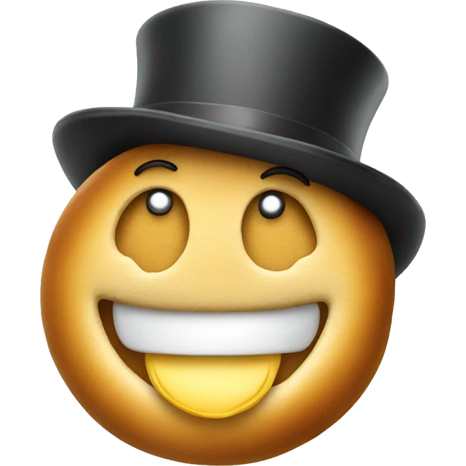 a smiling plain bagel with a tophat emoji
