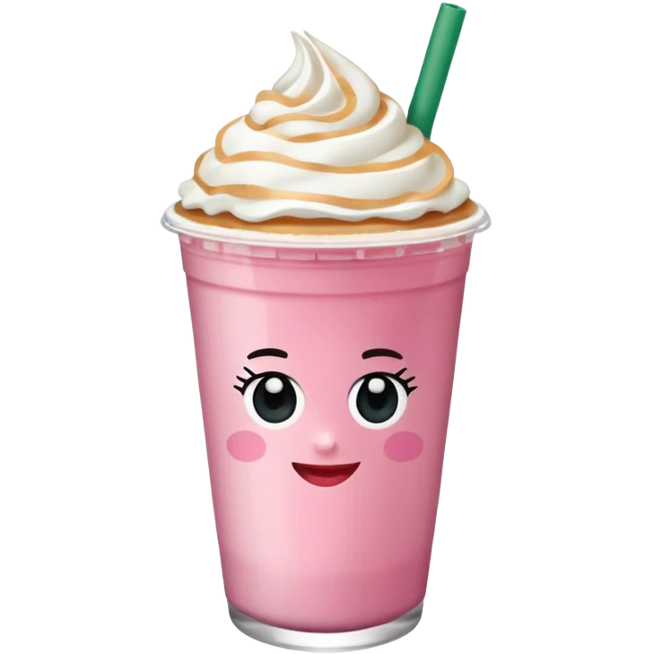 
Una bebida rosa de Starbucks  con nata emoji