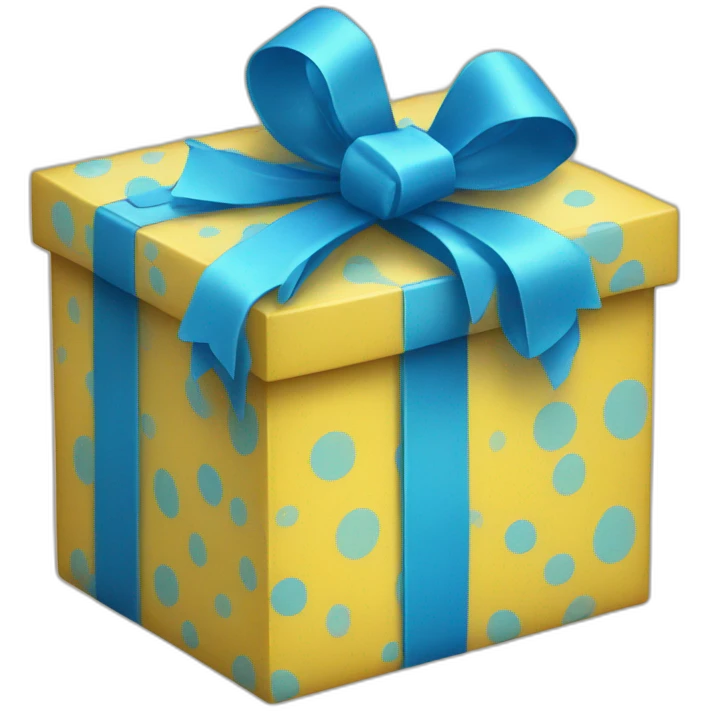Yellow and blue gift box emoji