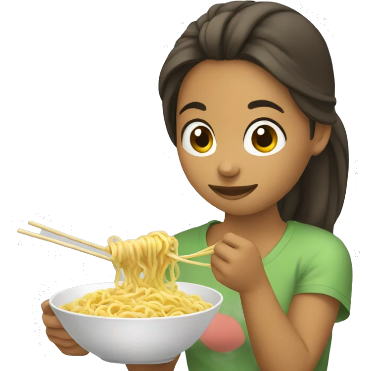 Girl eating noodles emoji