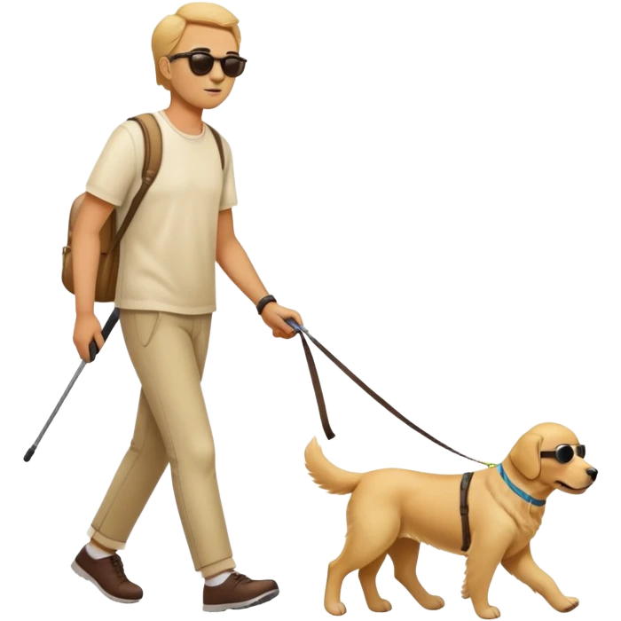 blind man with sunglasses and guide dog emoji