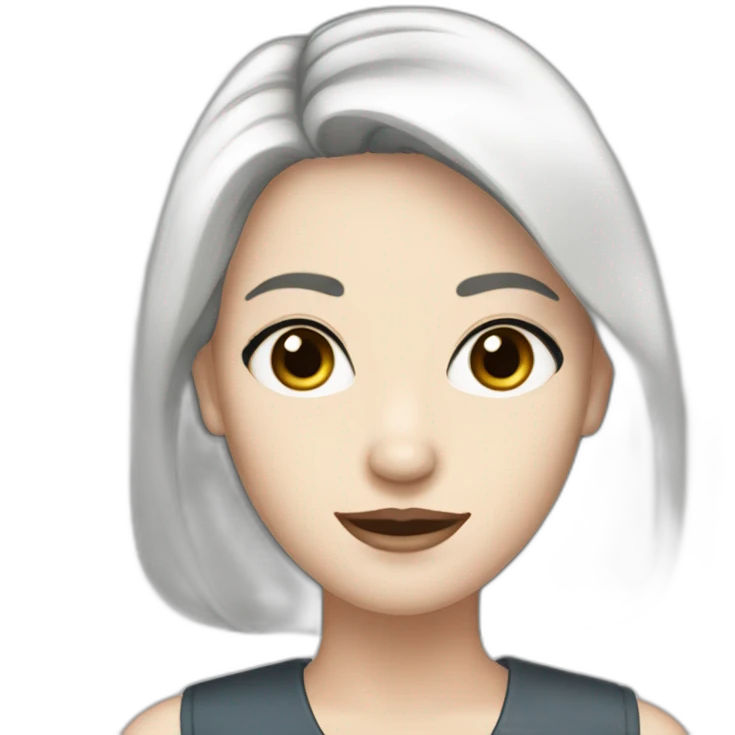 40 years Woman, white pale skin, dark straight hair, big black eyes emoji