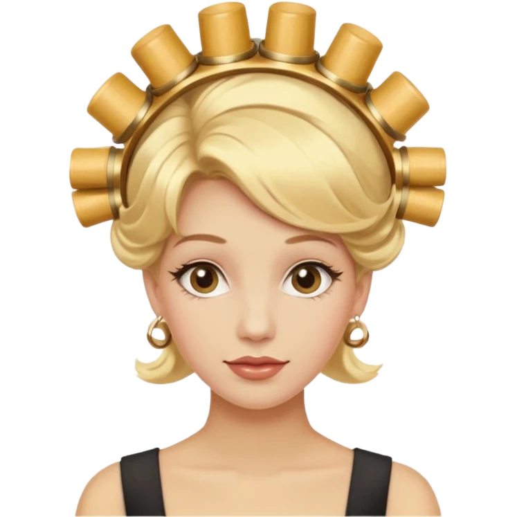 hair with golden hair rollers emoji