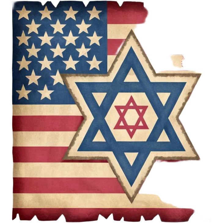 United States flag with a swastika symbol and star of david symbol on the flag emoji