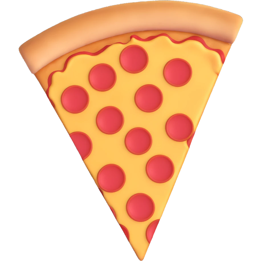 3D icon of a slice of pizza, realistic and playful emoji