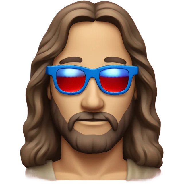 Jesus wearing 3D glasses blue red emoji