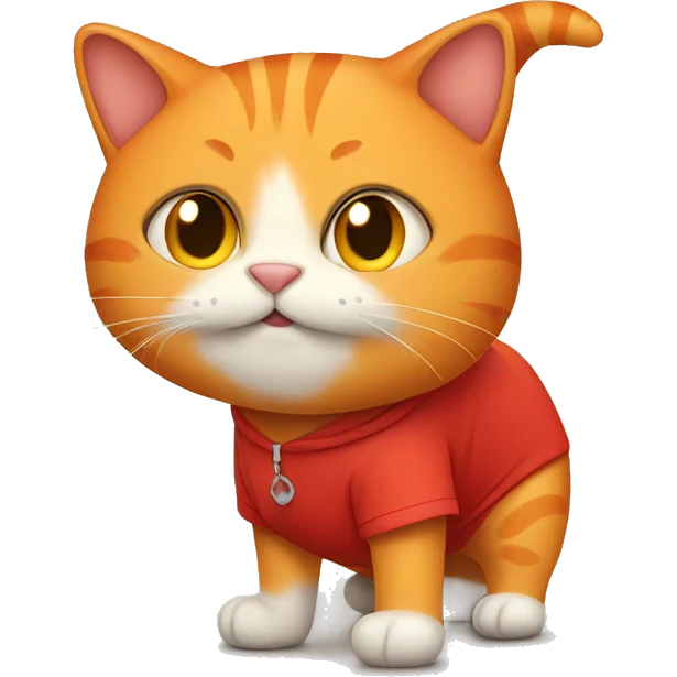 Orange cat wearing a red t shirt emoji
