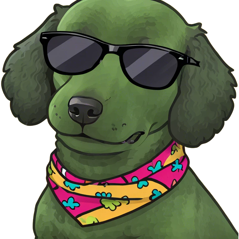 black poodle with sunglasses emoji