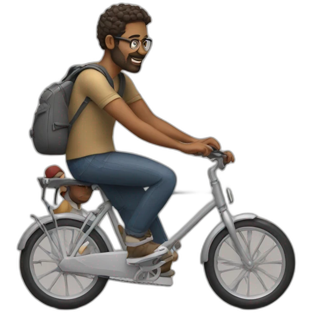 Designer dad with toddler on bike emoji