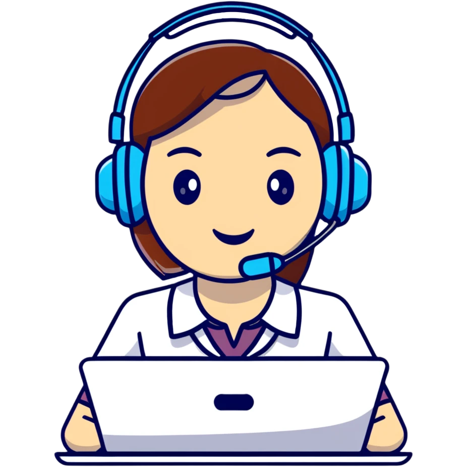AI voice receptionist with headset, cartoonish, bright colors emoji