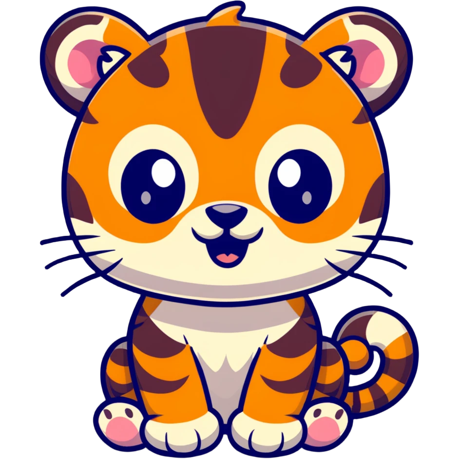 cute cartoon tiger with big eyes emoji