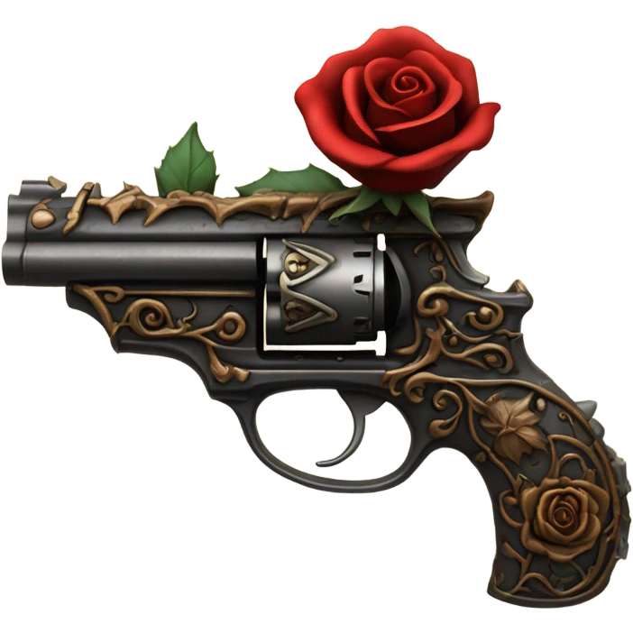 Red ghotic  rose pistol  emoji