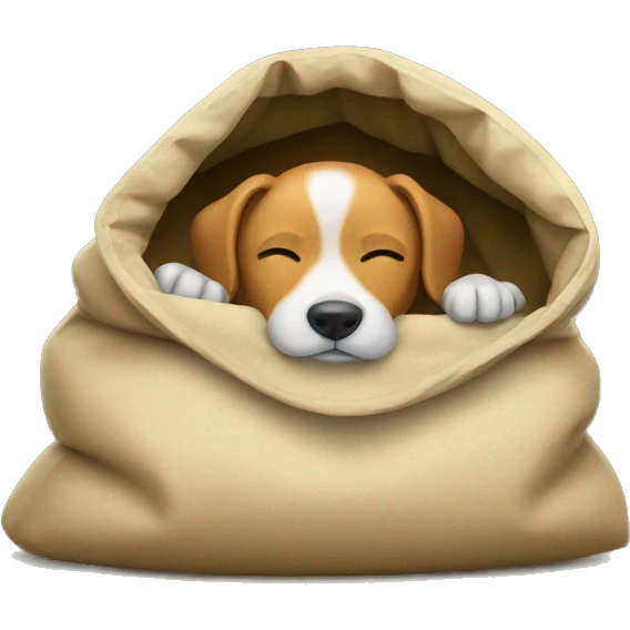 Dog sleeping in bag emoji