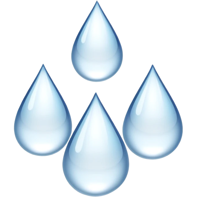 three equally sized droplets stacked on top of each other with two other droplets going outward from the middle droplet; 5 droplets total emoji