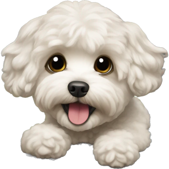 Maltipoo drives in a train emoji