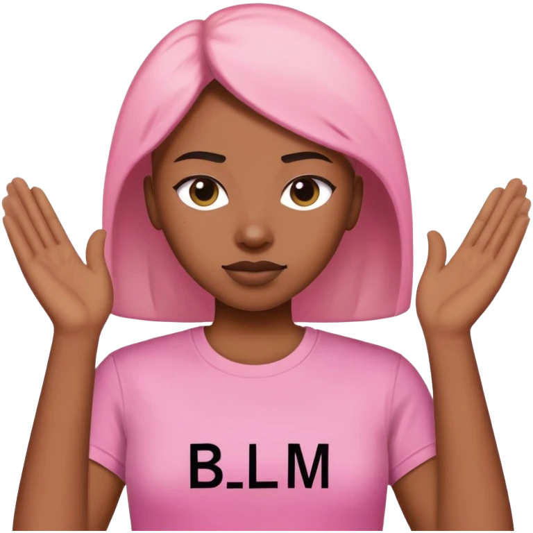 Pink teeshirt written BLM emoji