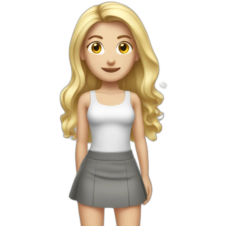 caucasian straight long haired blonde tight grey mini skirt emoji