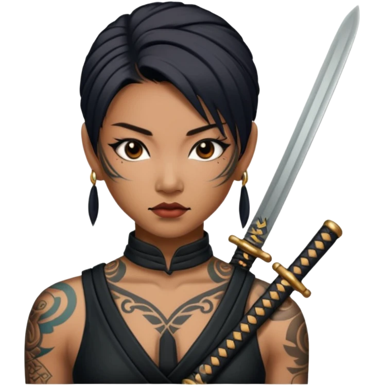 asia katana with tattoos without any person emoji