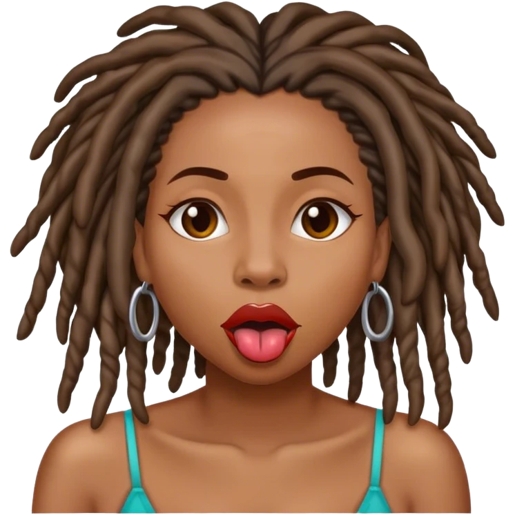 Black woman with locs licking lips emoji