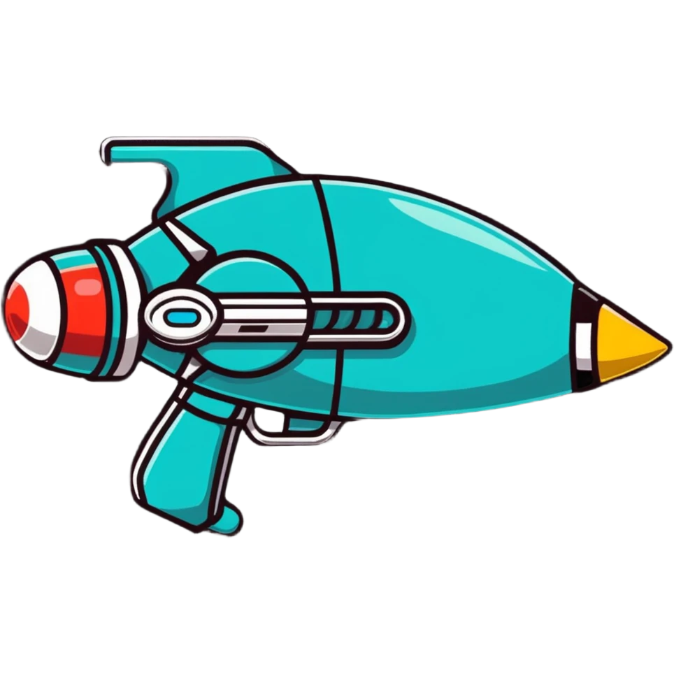 colorful cartoon raygun with retro sci-fi details emoji