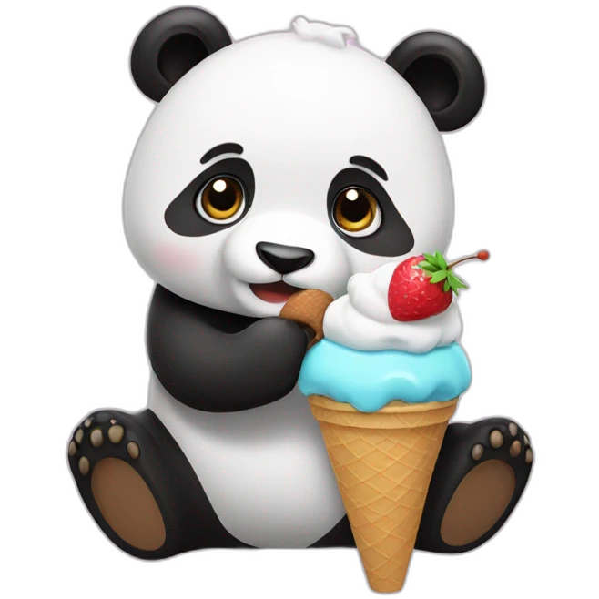 Panda eating ice cream emoji