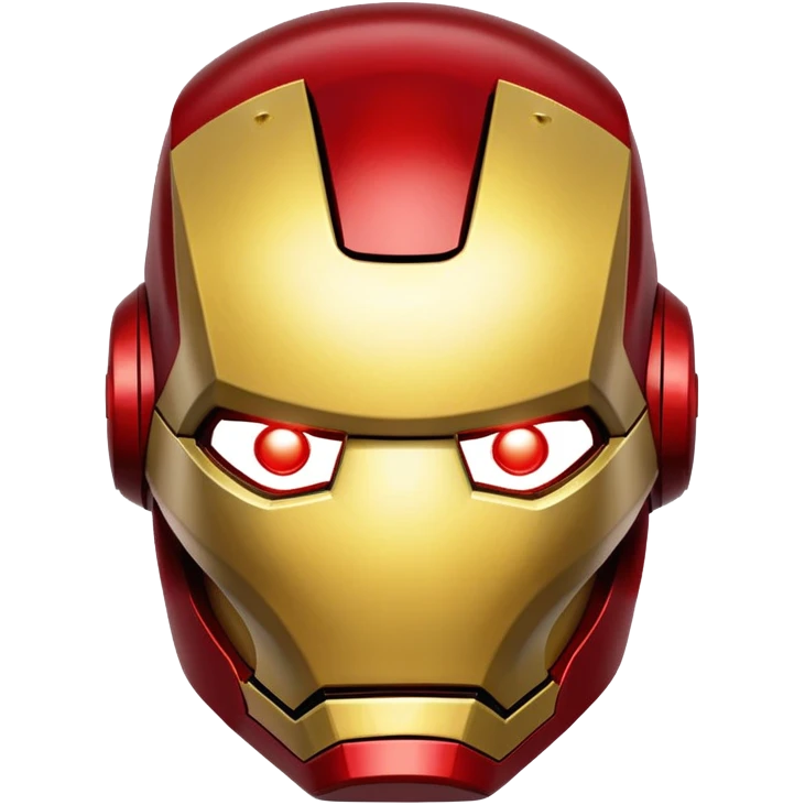 Iron Man helmet face, red and gold metal mask with glowing eyes emoji