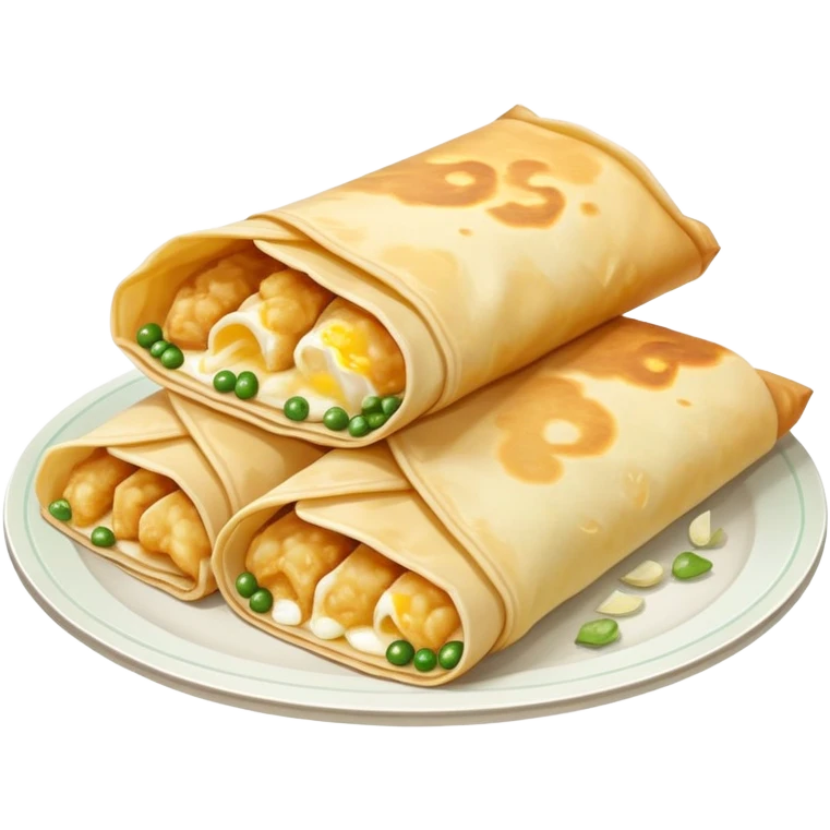 Chinese jianbing crepe street food with soft muted colors emoji