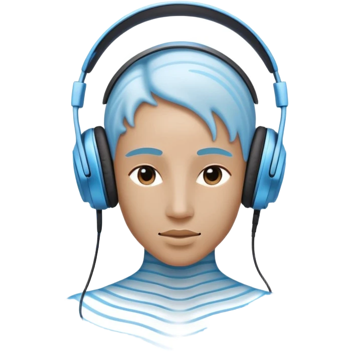 a living being made of sound waves listening to music with headphones emoji