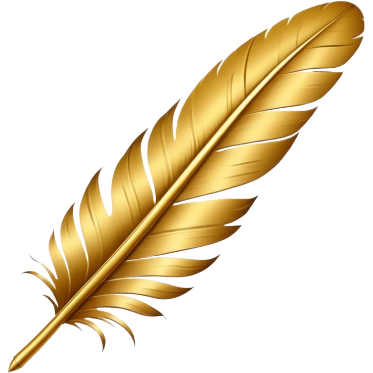 3D perspective writing premium golden ink feather emoji