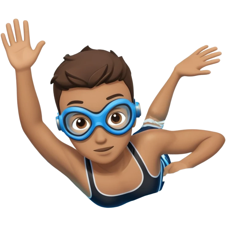 determined pool diver dives into a pool of confidence blue water  emoji