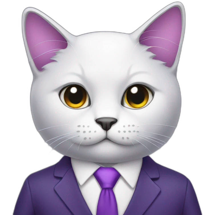 Purple cat in a suit emoji
