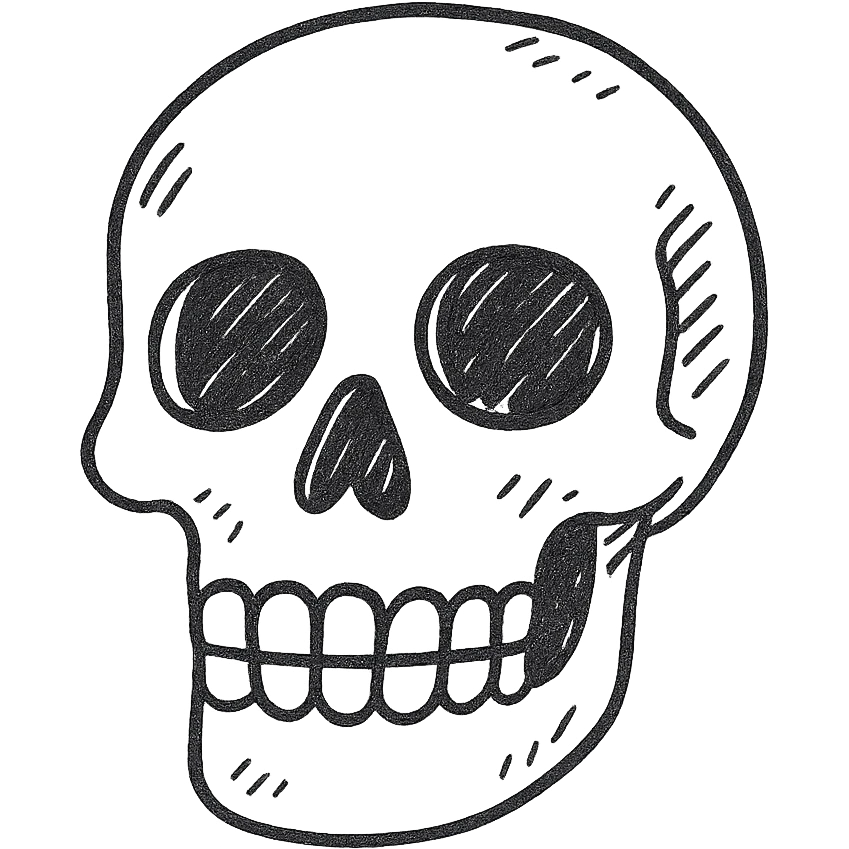 skull hand drawn outline icon emoji