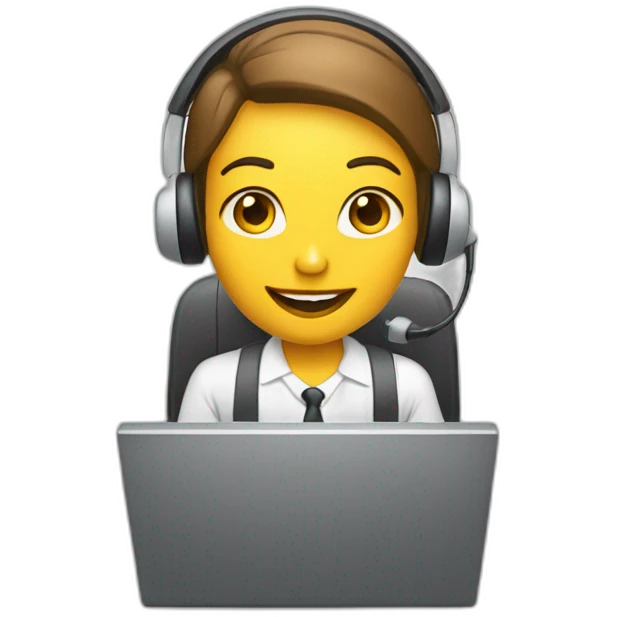 telemarketing attendant with a computer emoji