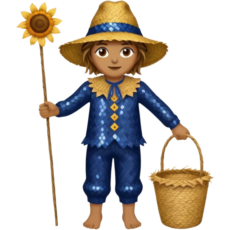 Scarecrow from The Wizard of Oz with dark blue sequin outfit emoji